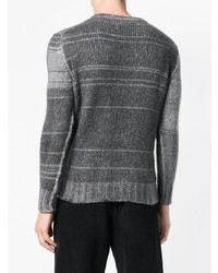 Мужской темно-серый свитер с круглым вырезом в горизонтальную полоску от Avant Toi