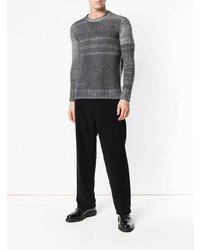 Мужской темно-серый свитер с круглым вырезом в горизонтальную полоску от Avant Toi