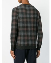 Мужской темно-серый свитер с круглым вырезом в клетку от Altea