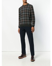 Мужской темно-серый свитер с круглым вырезом в клетку от Altea