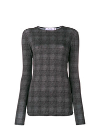 Женский темно-серый свитер с круглым вырезом в шотландскую клетку от Max Mara