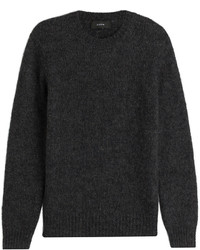 Темно-серый свитер с круглым вырезом из мохера
