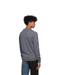 Мужской темно-серый свитер с круглым вырезом с вышивкой от Kenzo
