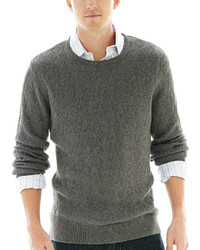 Темно-серый свитер с круглым вырезом с геометрическим рисунком