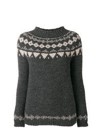 Женский темно-серый свитер с круглым вырезом с жаккардовым узором от Woolrich