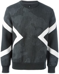 Мужской темно-серый свитер с круглым вырезом с камуфляжным принтом от Neil Barrett
