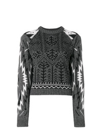 Женский темно-серый свитер с круглым вырезом с принтом от Diesel Black Gold