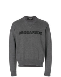 Мужской темно-серый свитер с круглым вырезом с принтом от DSQUARED2
