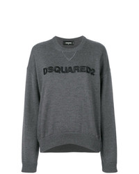 Женский темно-серый свитер с круглым вырезом с принтом от Dsquared2