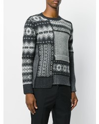 Мужской темно-серый свитер с круглым вырезом с принтом от Alexander McQueen