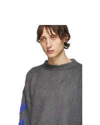Мужской темно-серый свитер с круглым вырезом с принтом от Off-White