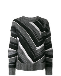 Женский темно-серый свитер с круглым вырезом с принтом от Helmut Lang