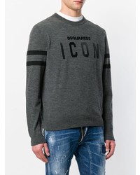 Мужской темно-серый свитер с круглым вырезом с принтом от DSQUARED2