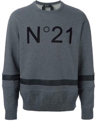 Мужской темно-серый свитер с круглым вырезом с принтом от No.21