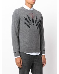 Мужской темно-серый свитер с круглым вырезом с принтом от Valentino