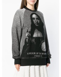 Женский темно-серый свитер с круглым вырезом с принтом от Bernhard Willhelm