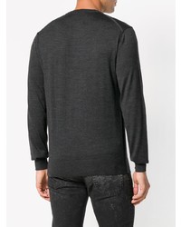 Мужской темно-серый свитер с круглым вырезом с принтом от Dolce & Gabbana