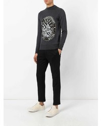 Женский темно-серый свитер с круглым вырезом с принтом от Christopher Kane