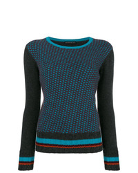 Женский темно-серый свитер с круглым вырезом с узором "гусиные лапки" от Etro