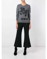 Женский темно-серый свитер с круглым вырезом с украшением от Marc Jacobs
