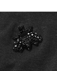 Мужской темно-серый свитер с круглым вырезом с украшением от Dolce & Gabbana