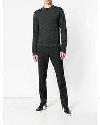 Мужской темно-серый свитер с круглым вырезом с украшением от Valentino