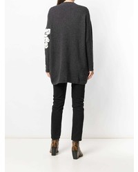 Женский темно-серый свитер с круглым вырезом с цветочным принтом от Twin-Set