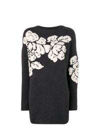 Женский темно-серый свитер с круглым вырезом с цветочным принтом от Twin-Set