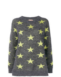 Темно-серый свитер с круглым вырезом со звездами