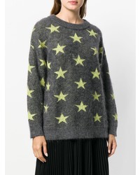 Женский темно-серый свитер с круглым вырезом со звездами от N°21