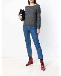 Женский темно-серый свитер с круглым вырезом от Liu Jo