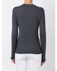 Женский темно-серый свитер с круглым вырезом от Le Kasha