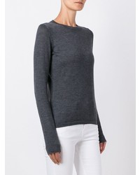 Женский темно-серый свитер с круглым вырезом от Le Kasha