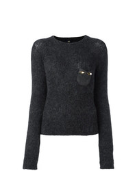 Женский темно-серый свитер с круглым вырезом от Cavalli Class