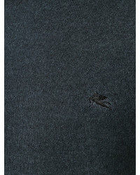 Мужской темно-серый свитер с круглым вырезом от Etro