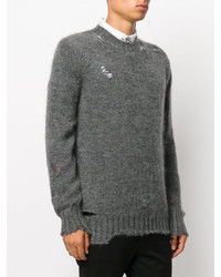 Мужской темно-серый свитер с круглым вырезом от Alexander McQueen