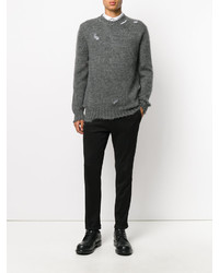 Мужской темно-серый свитер с круглым вырезом от Alexander McQueen