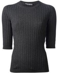 Женский темно-серый свитер с круглым вырезом от Dolce & Gabbana