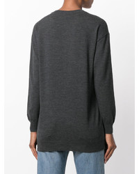 Женский темно-серый свитер с круглым вырезом от Moschino