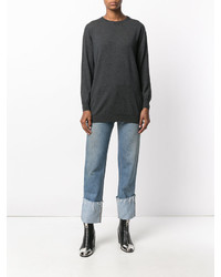 Женский темно-серый свитер с круглым вырезом от Moschino