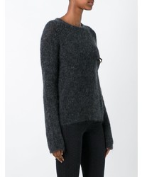 Женский темно-серый свитер с круглым вырезом от Cavalli Class