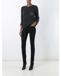 Женский темно-серый свитер с круглым вырезом от Cavalli Class