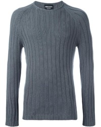 Мужской темно-серый свитер с круглым вырезом от Giorgio Armani