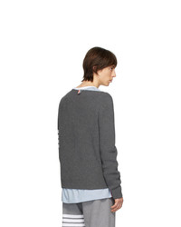 Мужской темно-серый свитер с круглым вырезом от Thom Browne