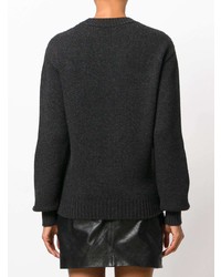 Женский темно-серый свитер с круглым вырезом от Saint Laurent