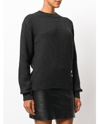 Женский темно-серый свитер с круглым вырезом от Saint Laurent