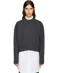 Женский темно-серый свитер с круглым вырезом от Jil Sander