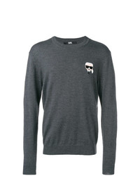 Мужской темно-серый свитер с круглым вырезом от Karl Lagerfeld