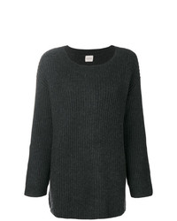Женский темно-серый свитер с круглым вырезом от Le Kasha