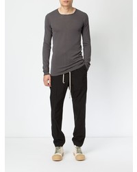 Мужской темно-серый свитер с круглым вырезом от Rick Owens